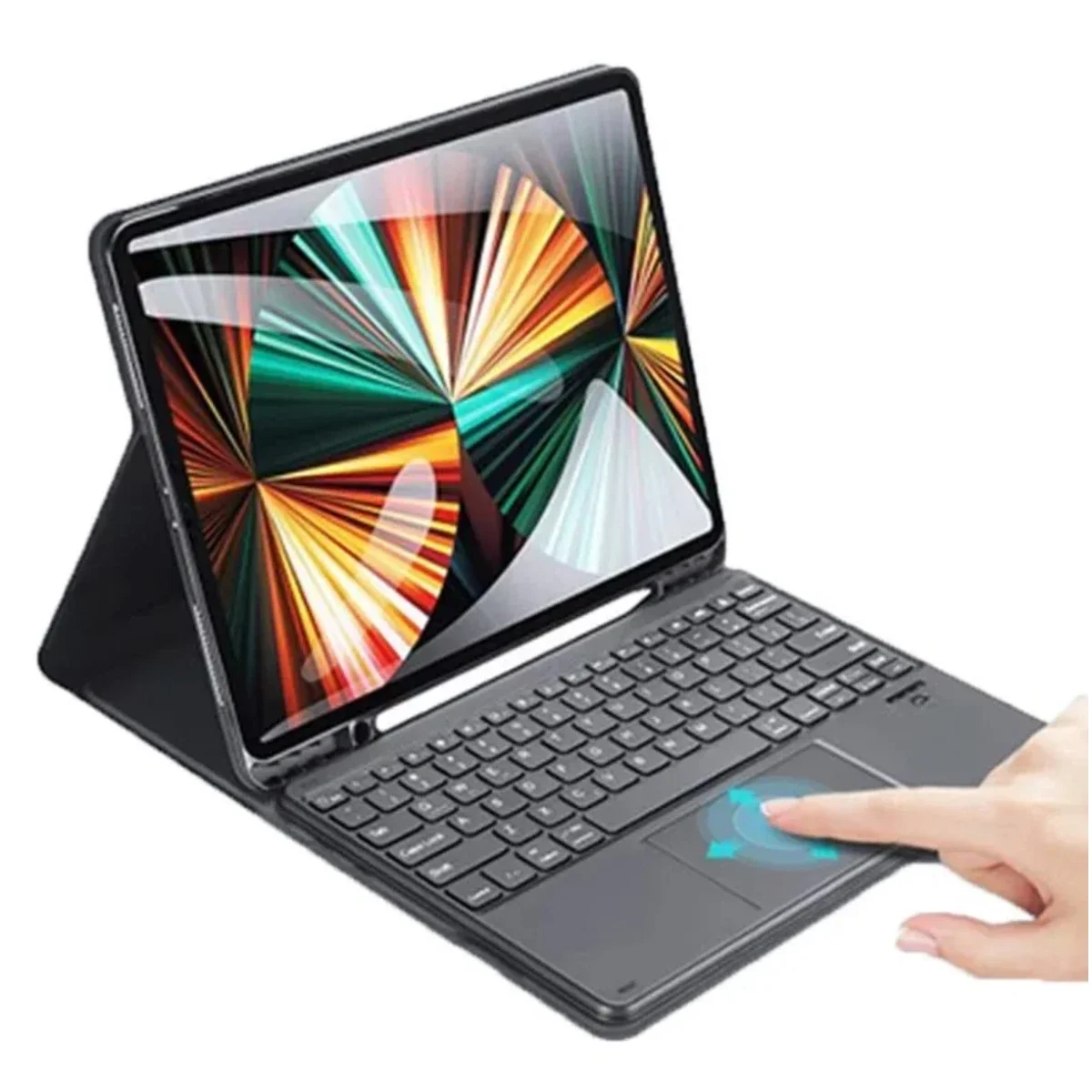جراب لوحة مفاتيح DUX DUCIS TK Series بلوتوث جلدي مع لوحة لمس لجهاز iPad Pro مقاس 12.9 إنش (2020/2021/2022)، تخطيط إنجليزي - أسود - Thumbnail 3