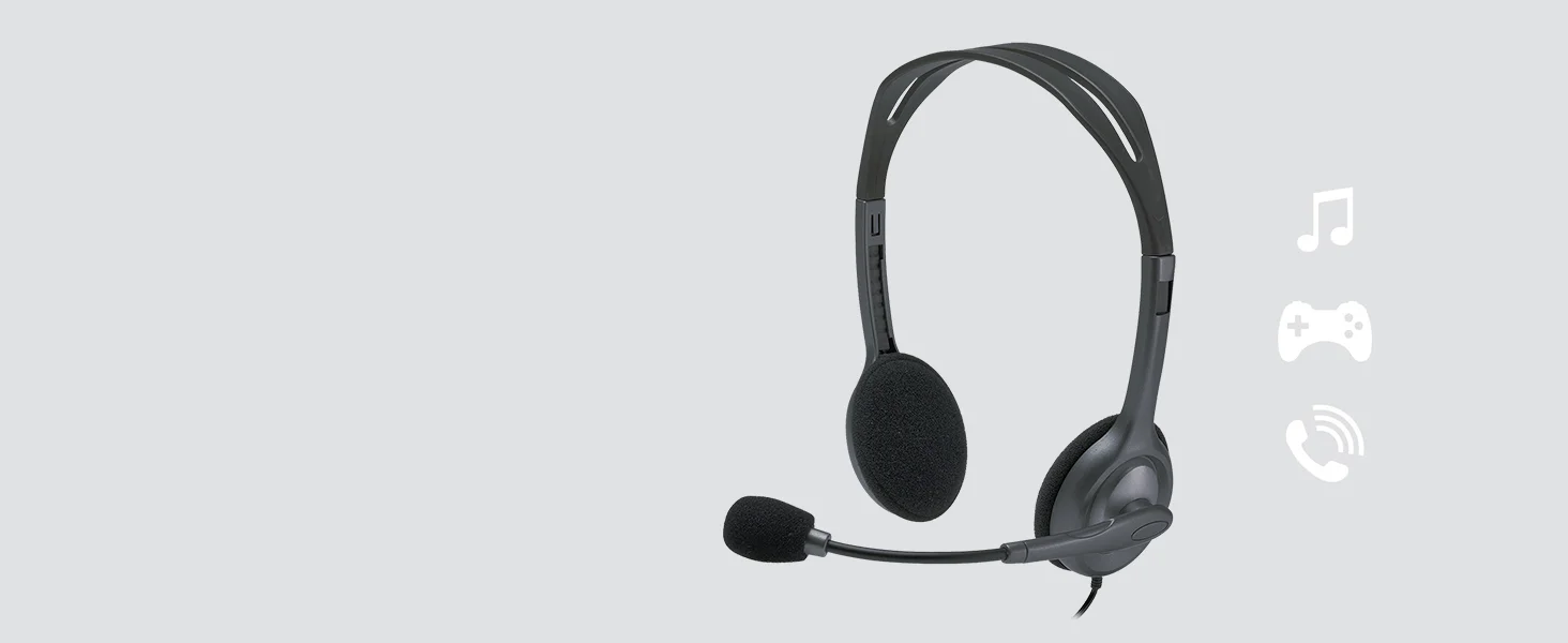 Logitech H111 Wired Stereo Headset with Noise-Cancelling Microphone, 3.5mm, Black - Thumbnail 8