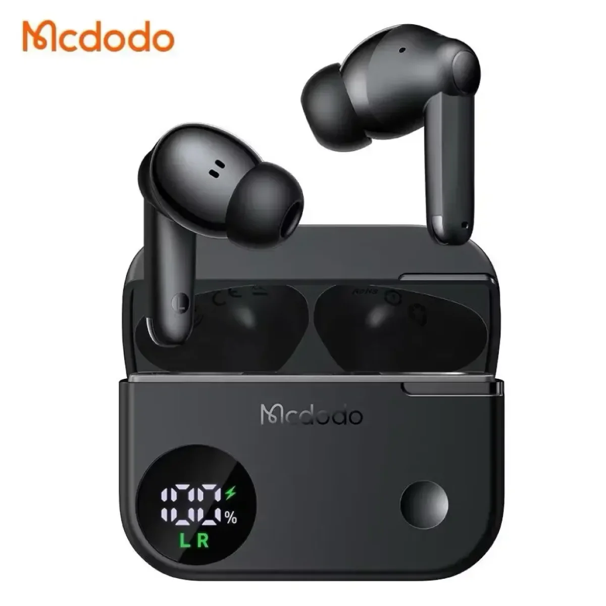 سماعات أذن Mcdodo N3 HP-450 لاسلكية بإلغاء الضجيج النشط Bluetooth 5.4 وتشغيل 24 ساعة، أسود