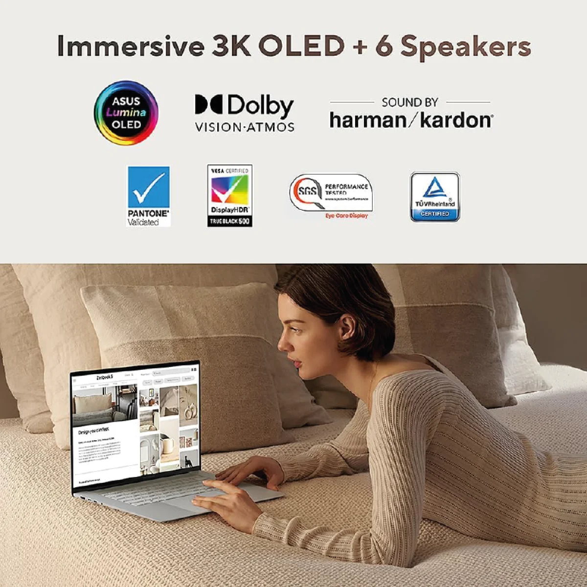 لابتوب Asus UM5606GA-SR137W Zenbook S 16 بمعالج Ryzen AI 7 445 و32GB رام و1TB SSD وشاشة OLED لمس 16 إنش 3K - Thumbnail 6