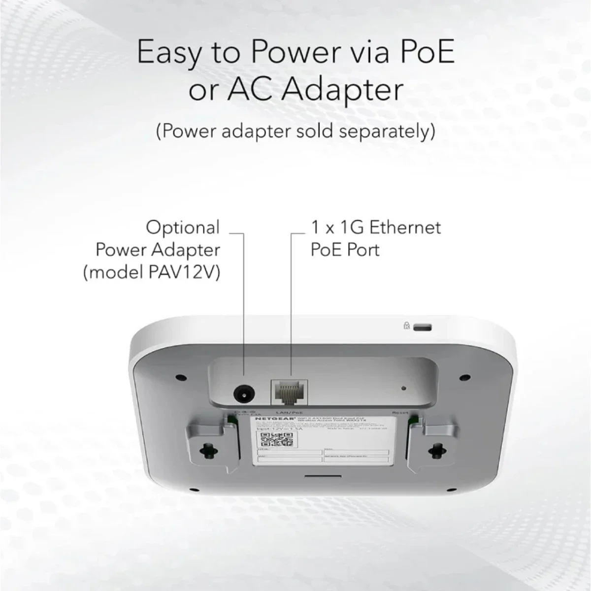 نقطة وصول NETGEAR WAX214 واي فاي 6 ثنائية النطاق PoE بسرعة AX1800 - Image 3