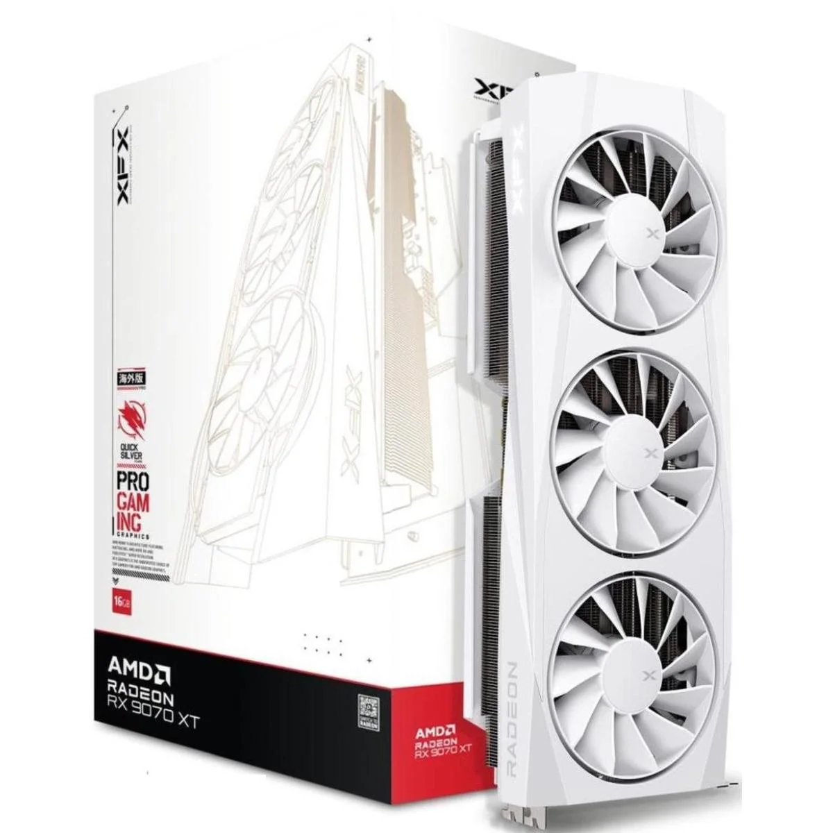 XFX Quicksilver Class AMD Radeon RX 9070 XT 16GB GDDR6 White Gaming Graphics Card