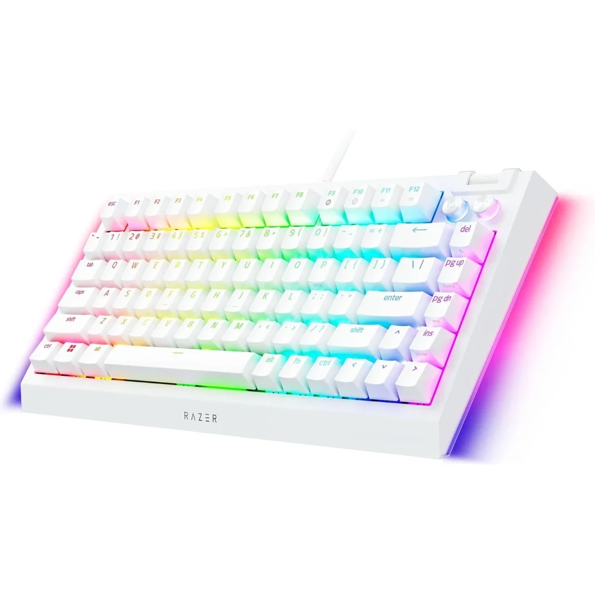 Razer BlackWidow V4 75% Hot-Swappable Mechanical Gaming Keyboard with Orange Tactile Switches - White - Thumbnail 10