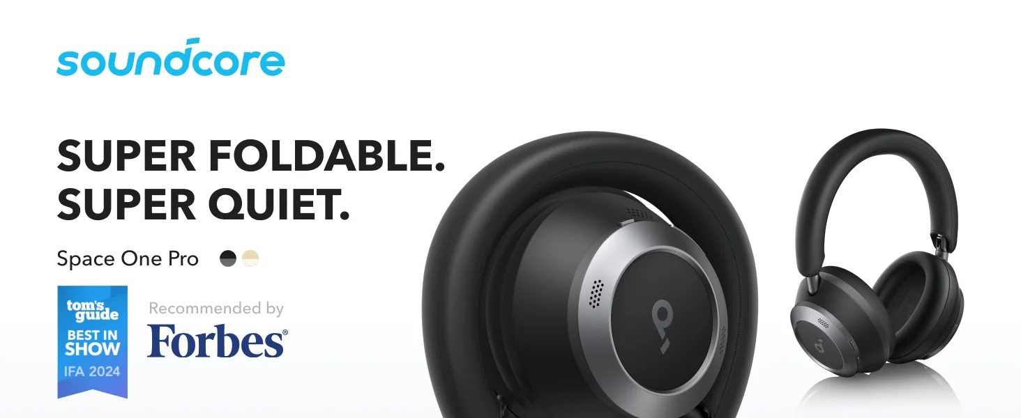 Anker Soundcore Space One Pro Wireless Noise Cancelling Headphones, Black - Thumbnail 5
