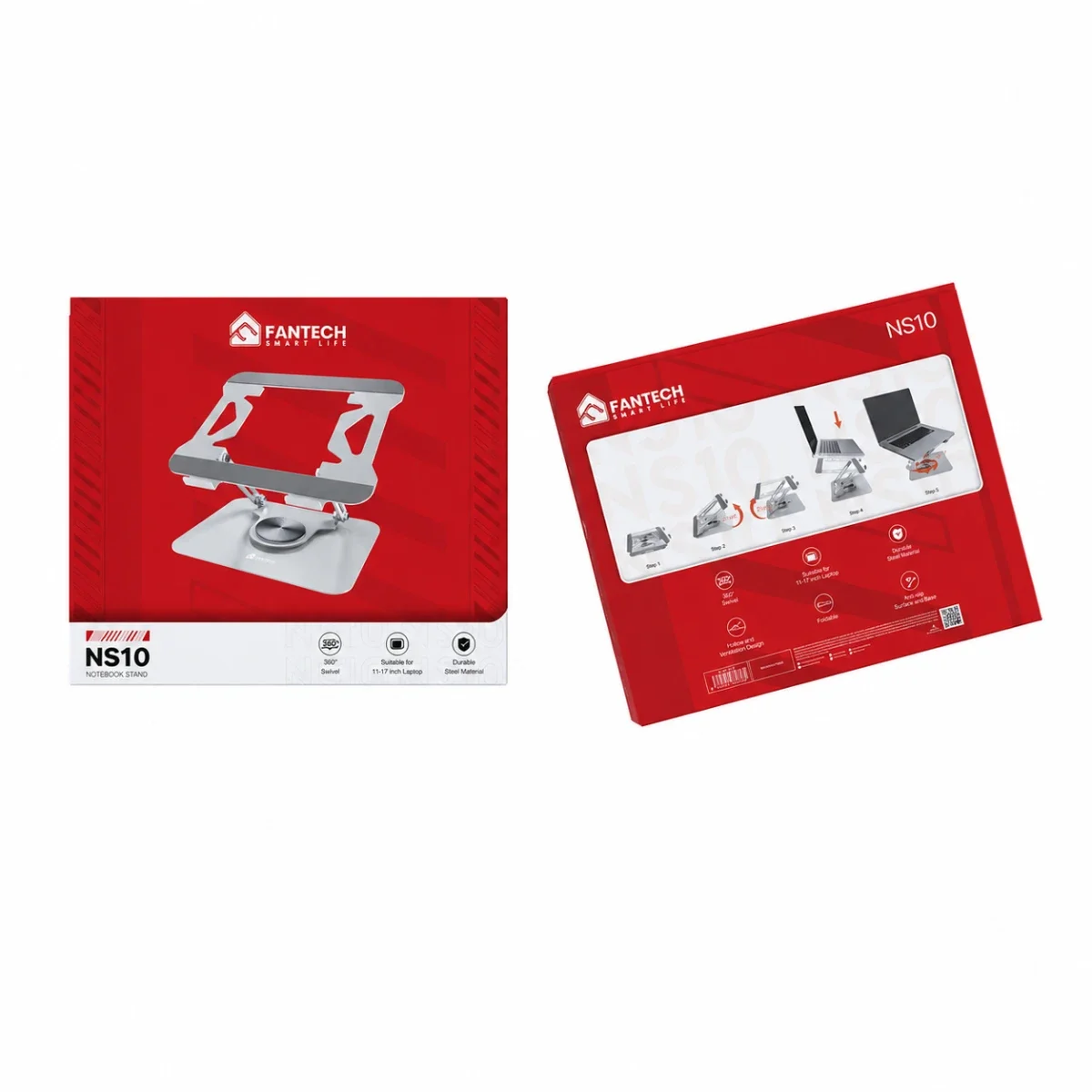 حامل لابتوب وتابلت Fantech NS10 فولاذي باللونين الأسود والفضي حتى 17 إنش - Image 5