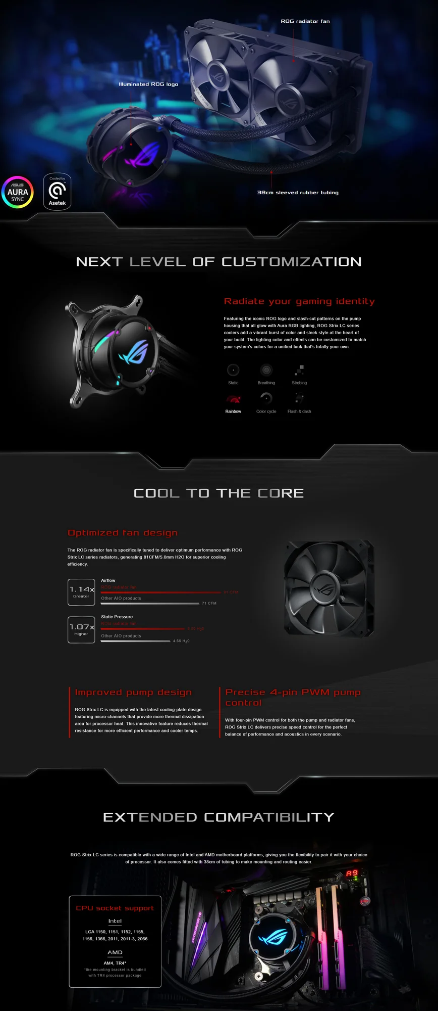 مبرد سائل للمعالج Asus ROG Strix LC 240 AIO مع مروحة ARGB 12 سم - Thumbnail 3