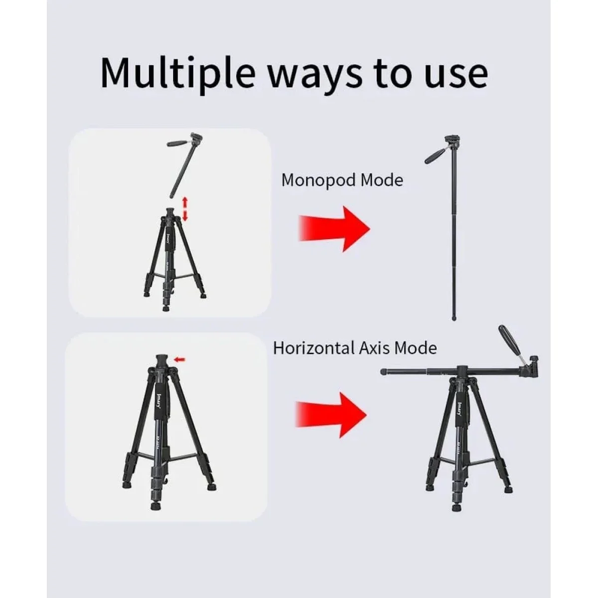 Jmary KP-2274 Professional Multi-Functional Tripod 1.67m Black - Thumbnail 5