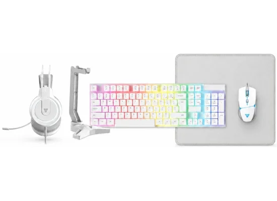 طقم ألعاب Fantech P51 سلكي 5 في 1 مع لوحة مفاتيح وماوس وسماعة وماوس باد وحامل - أبيض - Image 8