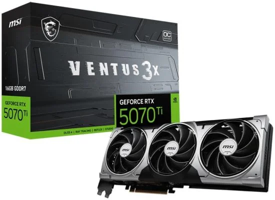 كرت شاشة MSI GeForce RTX 5070 Ti VENTUS 3X OC 16GB GDDR7 - Thumbnail 3