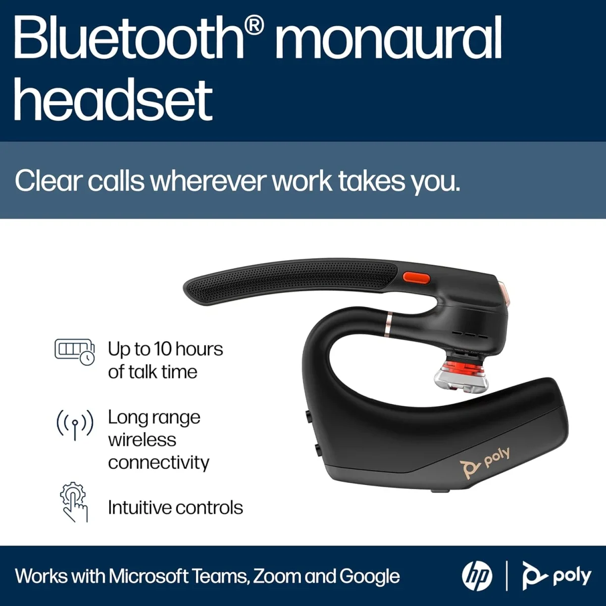 سماعة رأس لاسلكية Poly Voyager Legend 50 بتقنية Bluetooth مع 4 ميكروفونات لعزل الضوضاء - Image 3