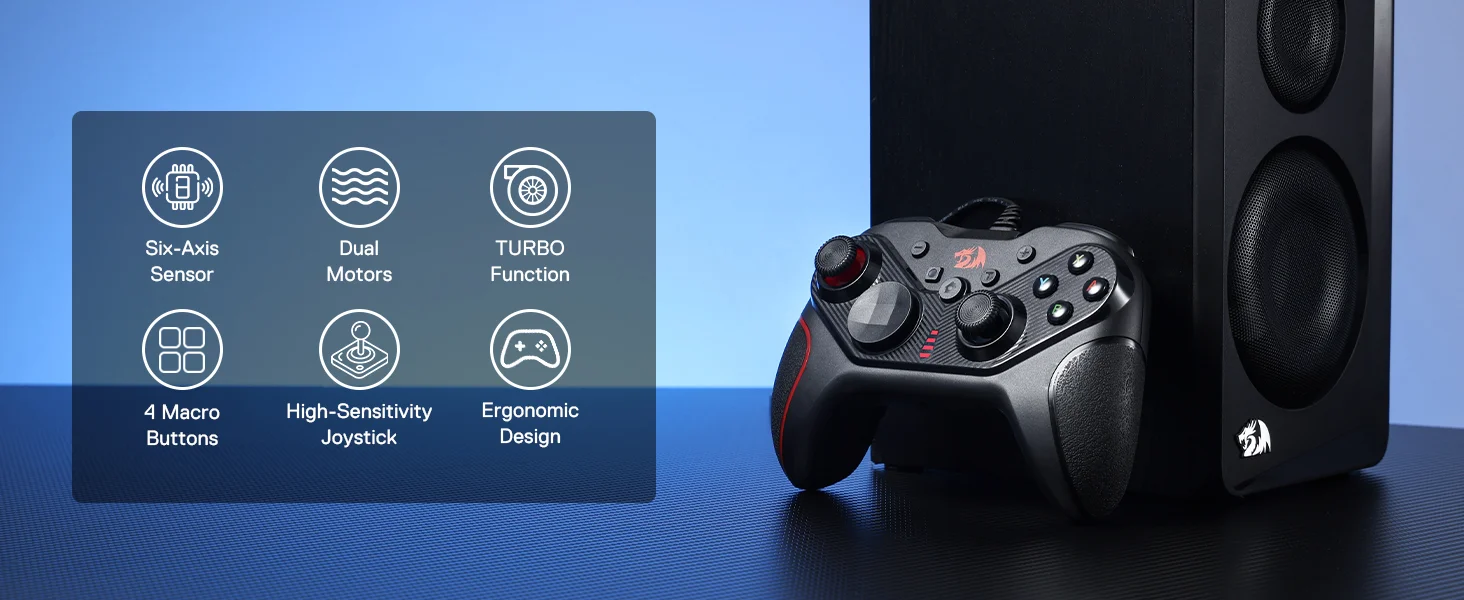 Redragon G710 Wired Gaming Controller for PC, Android & Nintendo Switch - Black - Thumbnail 8