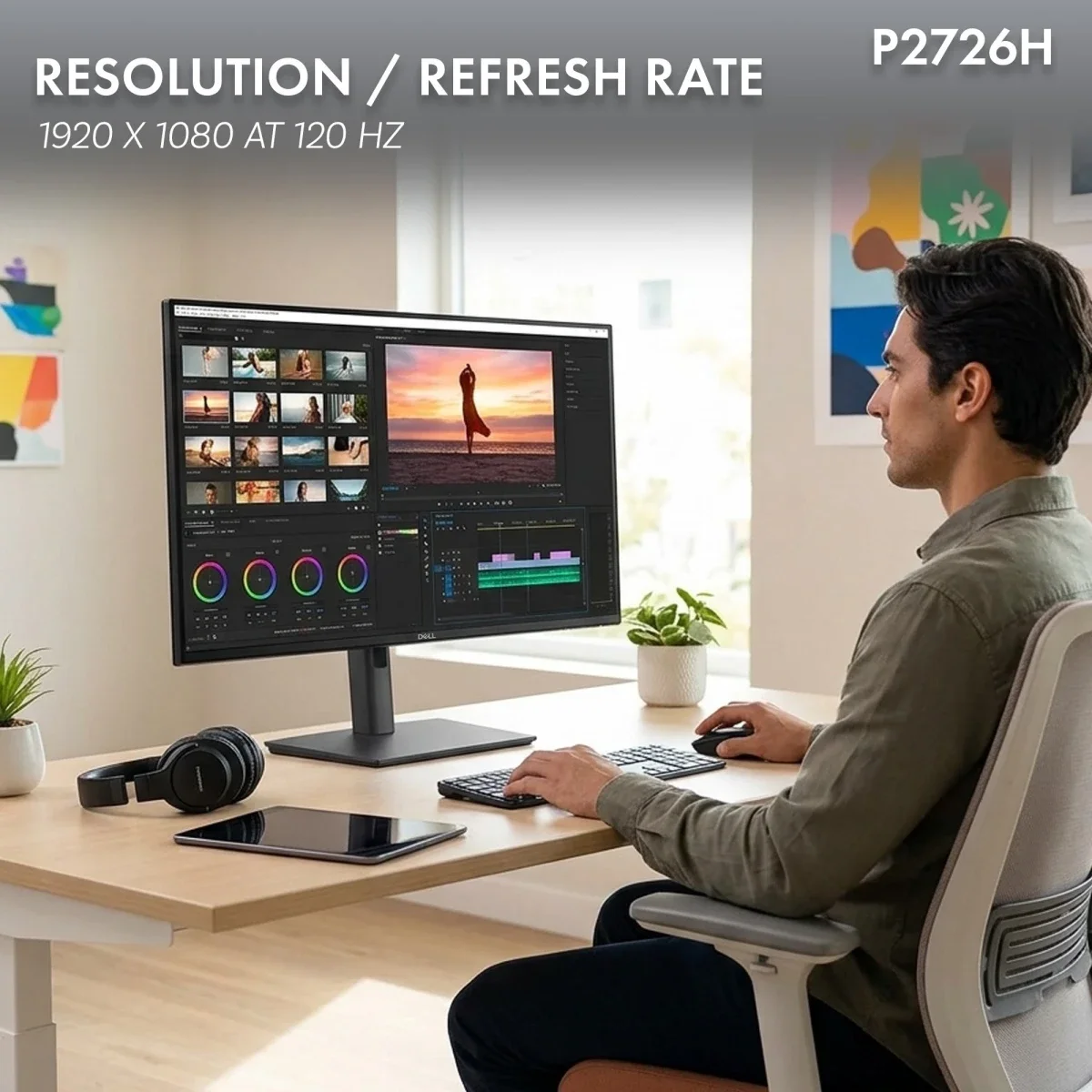 Dell P2726H (2026) 27-inch IPS Full HD 120Hz Monitor, Adjustable Stand, DisplayPort, HDMI, VGA, USB Hub, USB-C up to 15W - Thumbnail 2