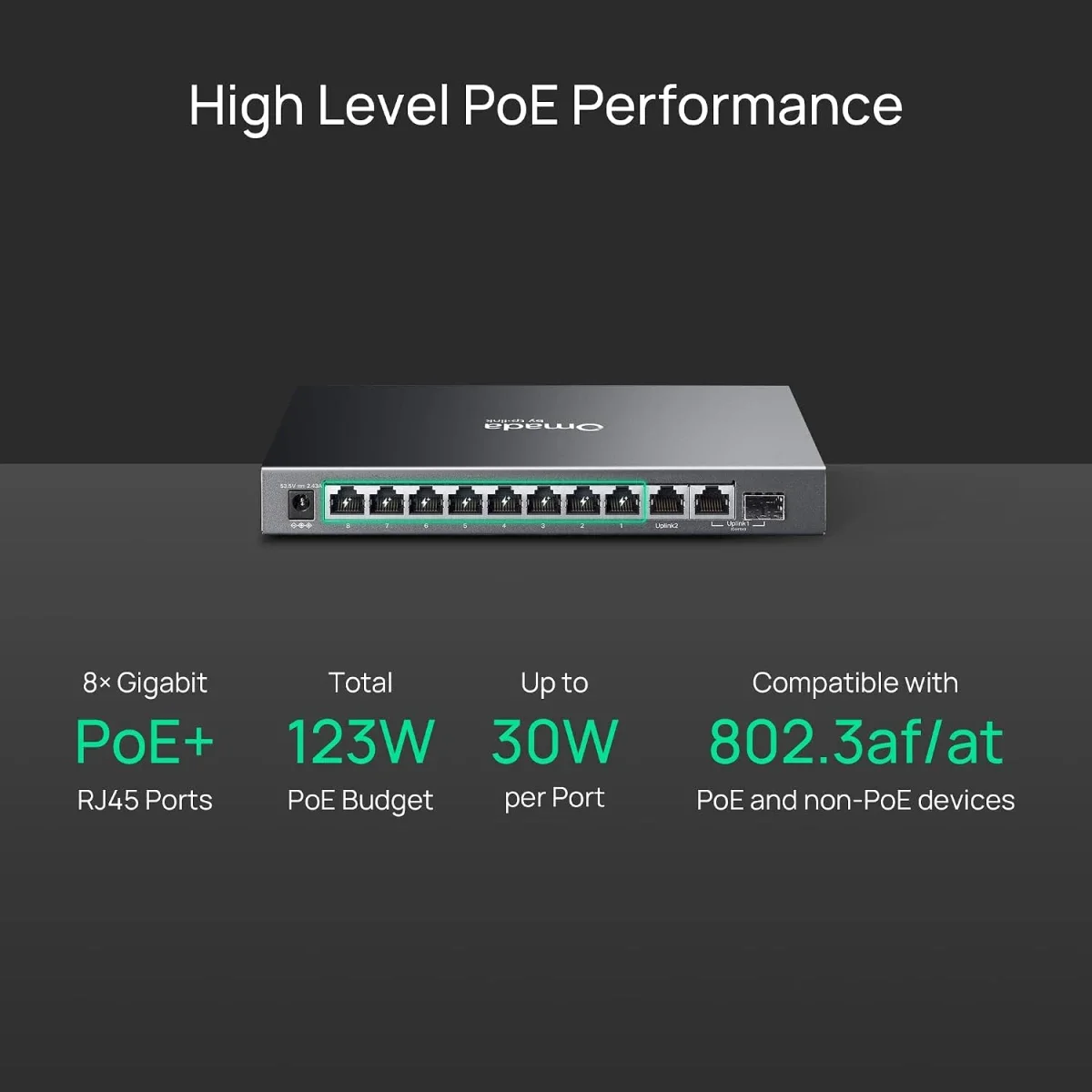 TP-LINK Omada ES210GP 10-Port Gigabit Easy Managed Switch with 8-Port PoE+ - Thumbnail 3