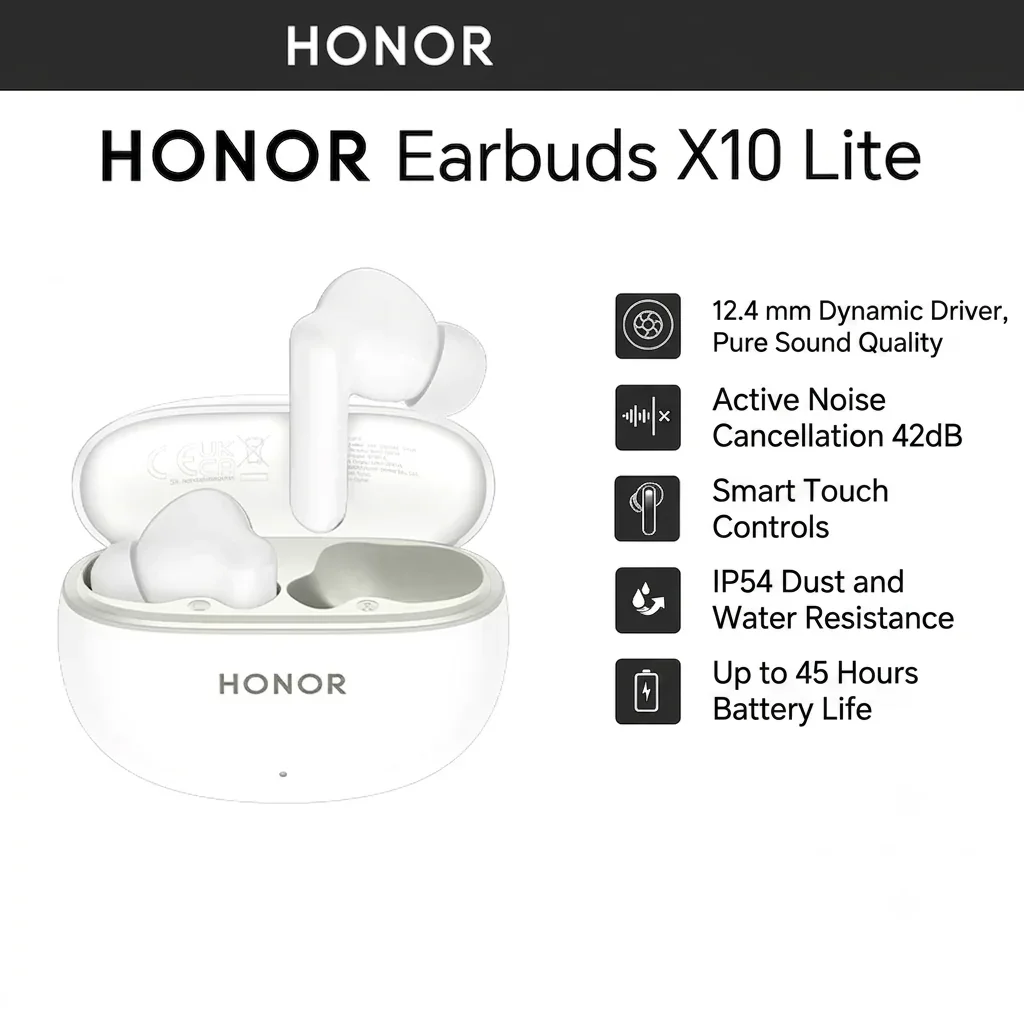 HONOR X10, T10 AI Translation Earbuds, Noise Reduction, Bluetooth 5.4 – White - Thumbnail 2