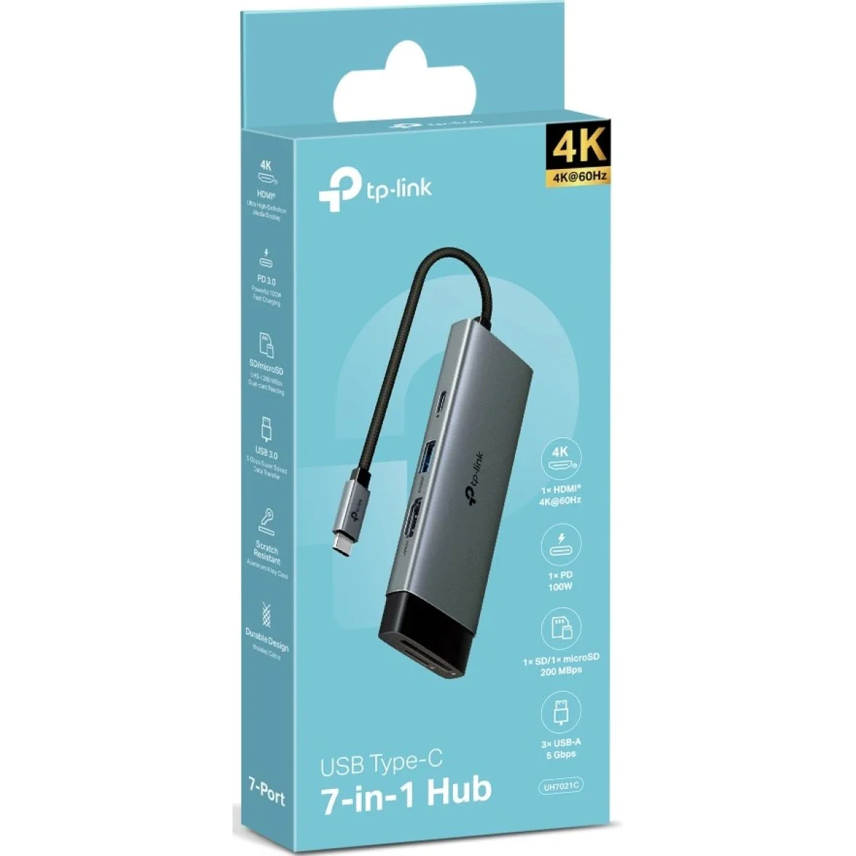 TP-LINK UH7021C 7-in-1 USB-C Hub with 100W PD, 4K 60Hz HDMI and Card Reader