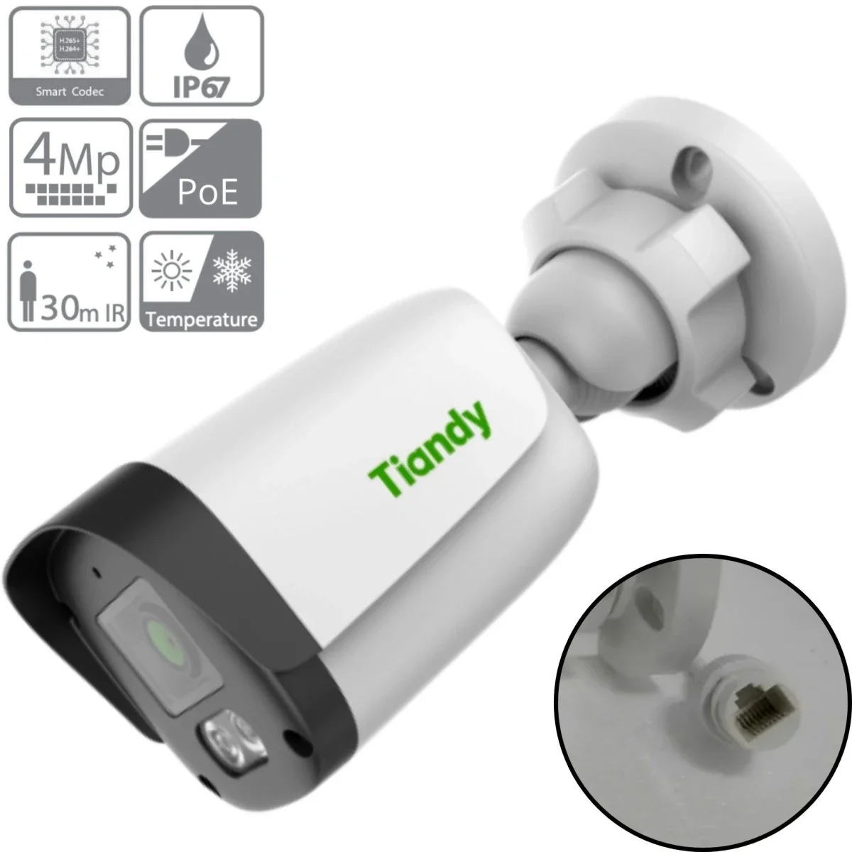 Tiandy TC-C34QN 4MP Fixed IR Wi-Fi Bullet Camera with 4mm Lens - Thumbnail 2