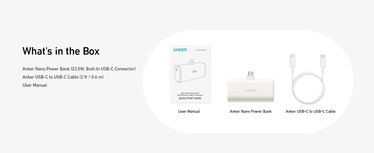 باور بانك Anker Nano A1653H21 سعة 5000mAh بقدرة 22.5W مع موصل USB-C مدمج باللون الأبيض Shell White - Image 8