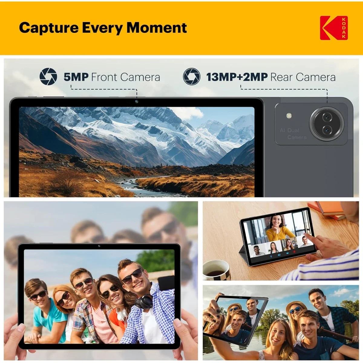 تابلت Kodak K12 (2025) أندرويد واي فاي 12.0 إنش، 128GB، رام 6GB + 12GB مشتركة، IPS 2.4K، رمادي فضائي - Thumbnail 5