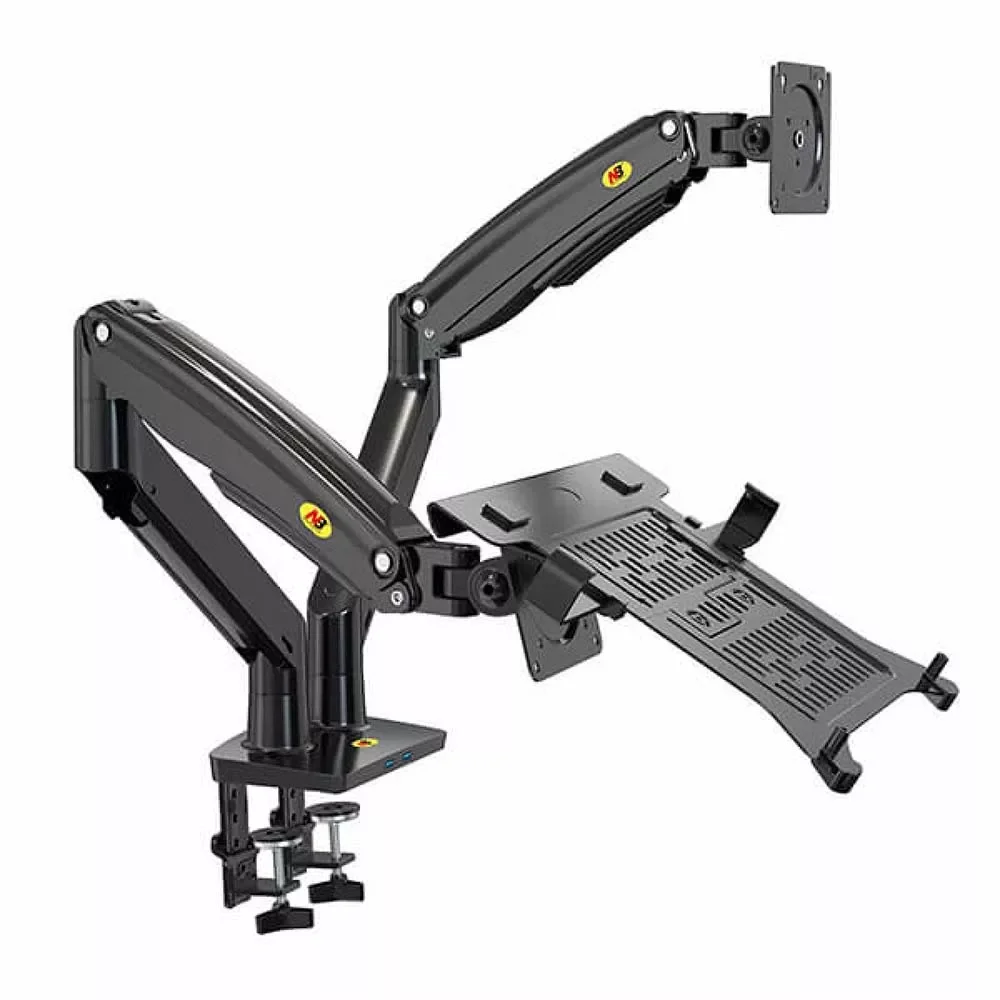 North Bayou F160-FP 2-in-1 Dual Desk Mount for 13–17-inch Laptop and 17–32-inch Monitor - Image 2