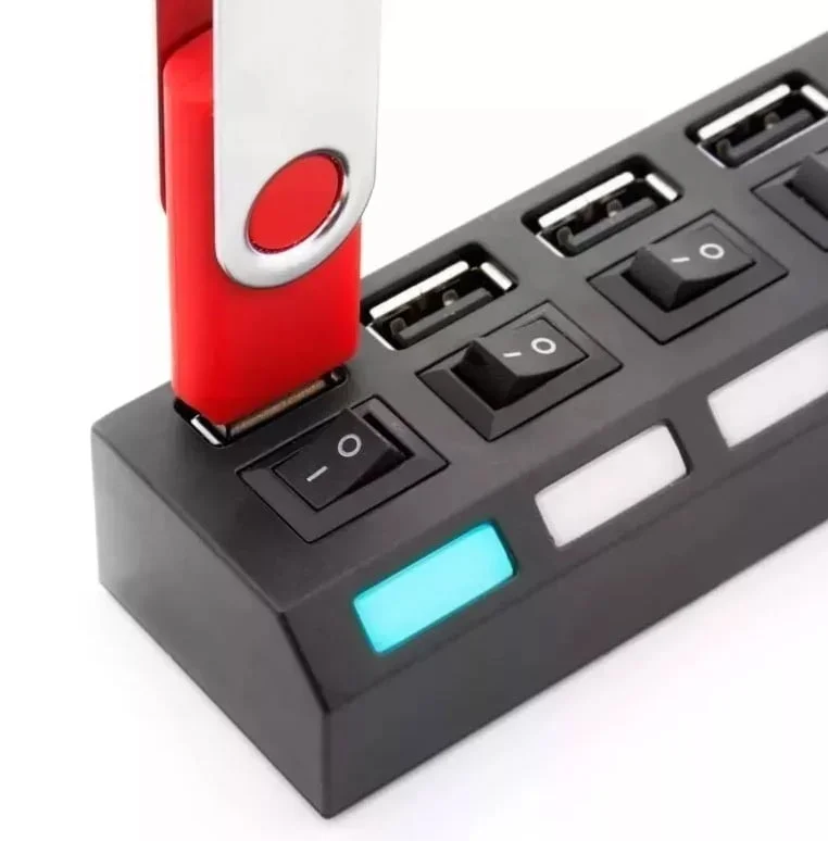 موزع USB Kai Ping KP-010 بأربعة منافذ USB 2.0 ومفاتيح مستقلة - Thumbnail 2