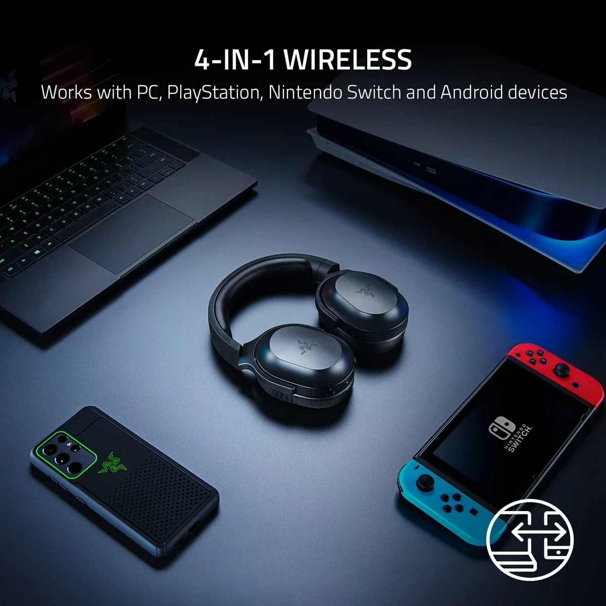 Razer Barracuda X Wireless Gaming & Mobile Headset with Bluetooth, 40mm Drivers, Detachable Mic, 50-Hour Battery - Black - Thumbnail 8