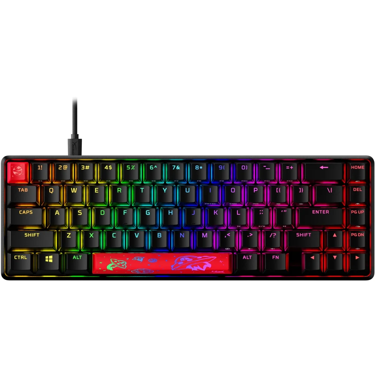 كيبورد ألعاب HyperX Alloy Origins 65 ميكانيكي بمفاتيح حمراء خطية وإضاءة RGB - Thumbnail 8