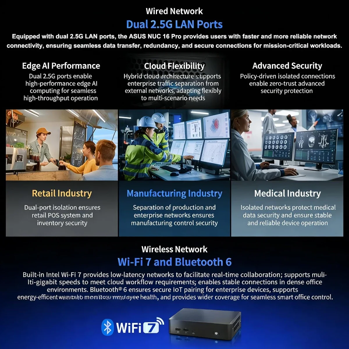 كمبيوتر صغير Asus NUC 16 Pro NUC16GDKU7 بنظام Barebone ومعالج Intel Core Ultra 7 356H وWi‑Fi 7 وThunderbolt 4 - أسود - Image 5