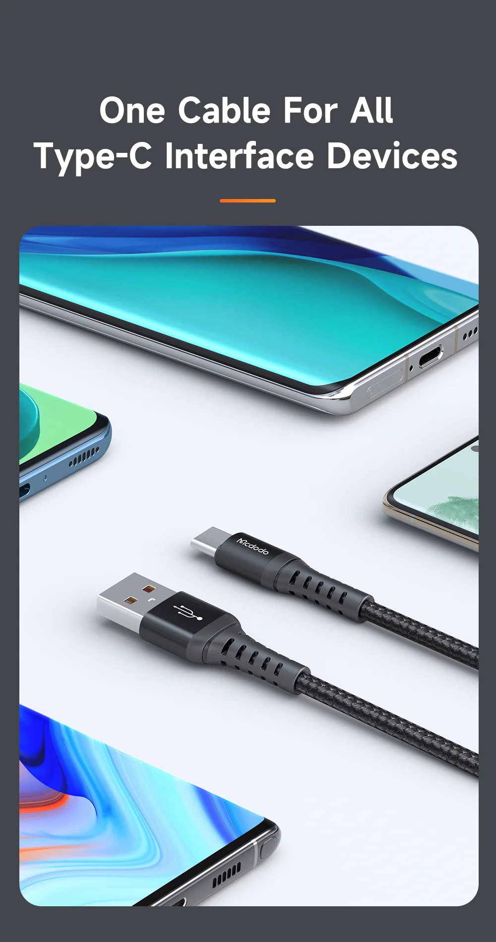 كيبل شحن سريع Mcdodo CA-2271 من USB-A إلى USB-C بطول 1 متر، أسود - Thumbnail 15