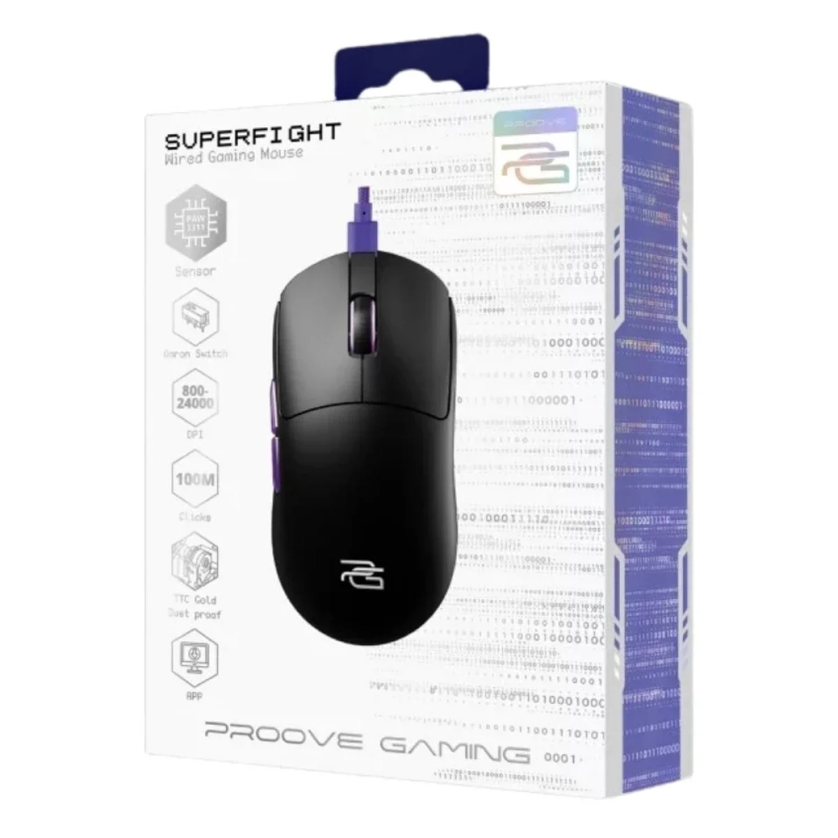 Proove GMSW00102001 Gaming Superfight Wired Gaming Mouse 12000 DPI Black/Purple - Thumbnail 5