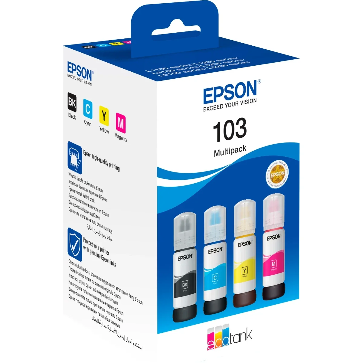 EPSON 103 EcoTank 4-Color Multipack Ink Bottles, 260 ml