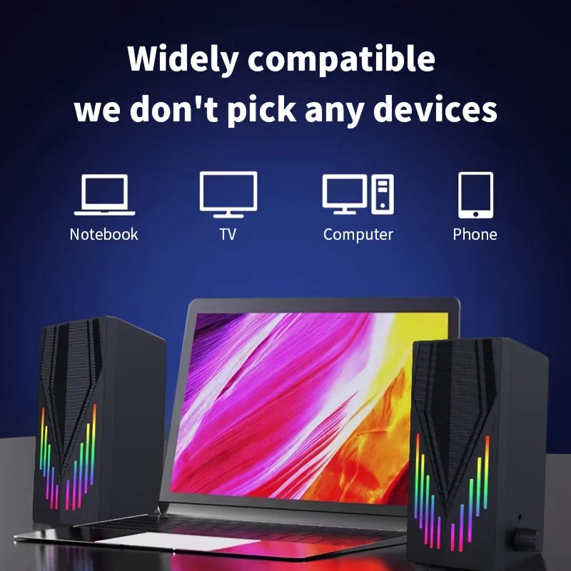 E-1065 RGB Desktop Stereo Speakers with USB Power and 3.5mm AUX Audio - Image 4