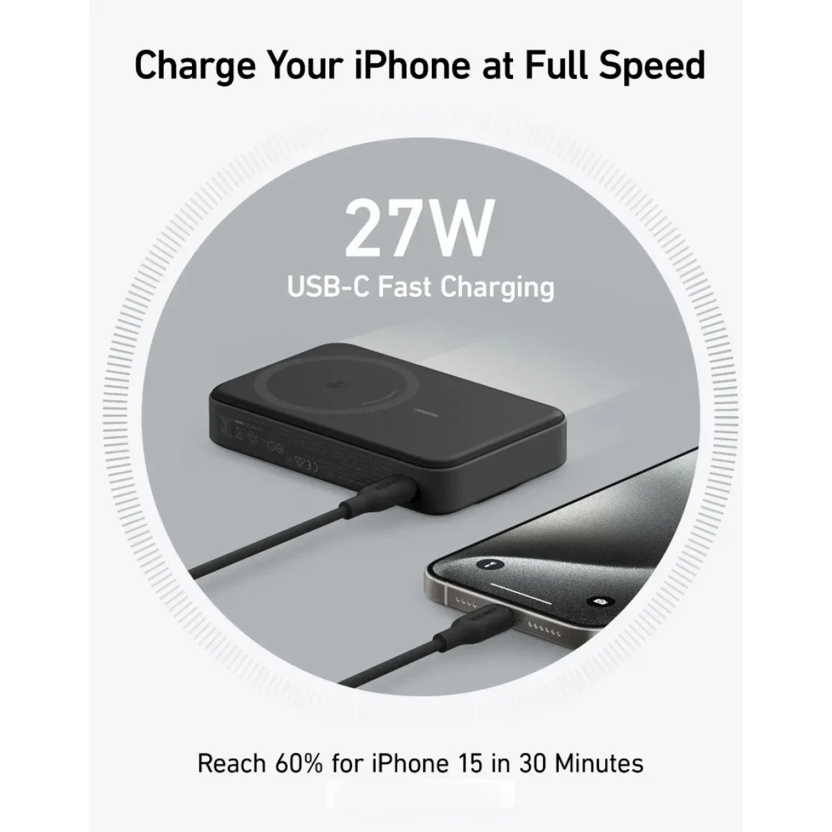 Anker MagGo 10000mAh Magnetic Power Bank 15W USB-C with Smart Display - Black - Thumbnail 6