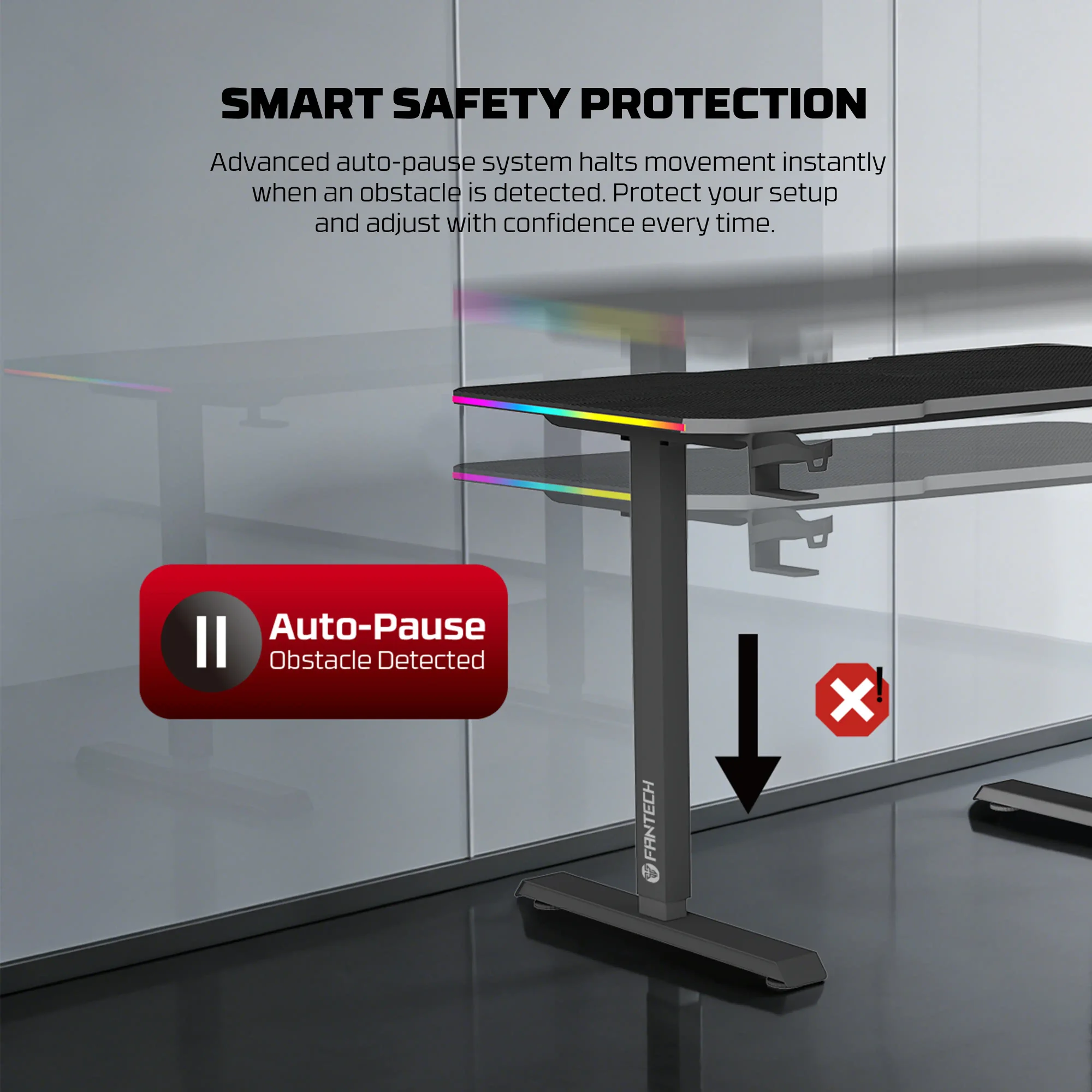 Fantech GD1014 LiftZone Adjustable Rising Gaming Desk - Thumbnail 8
