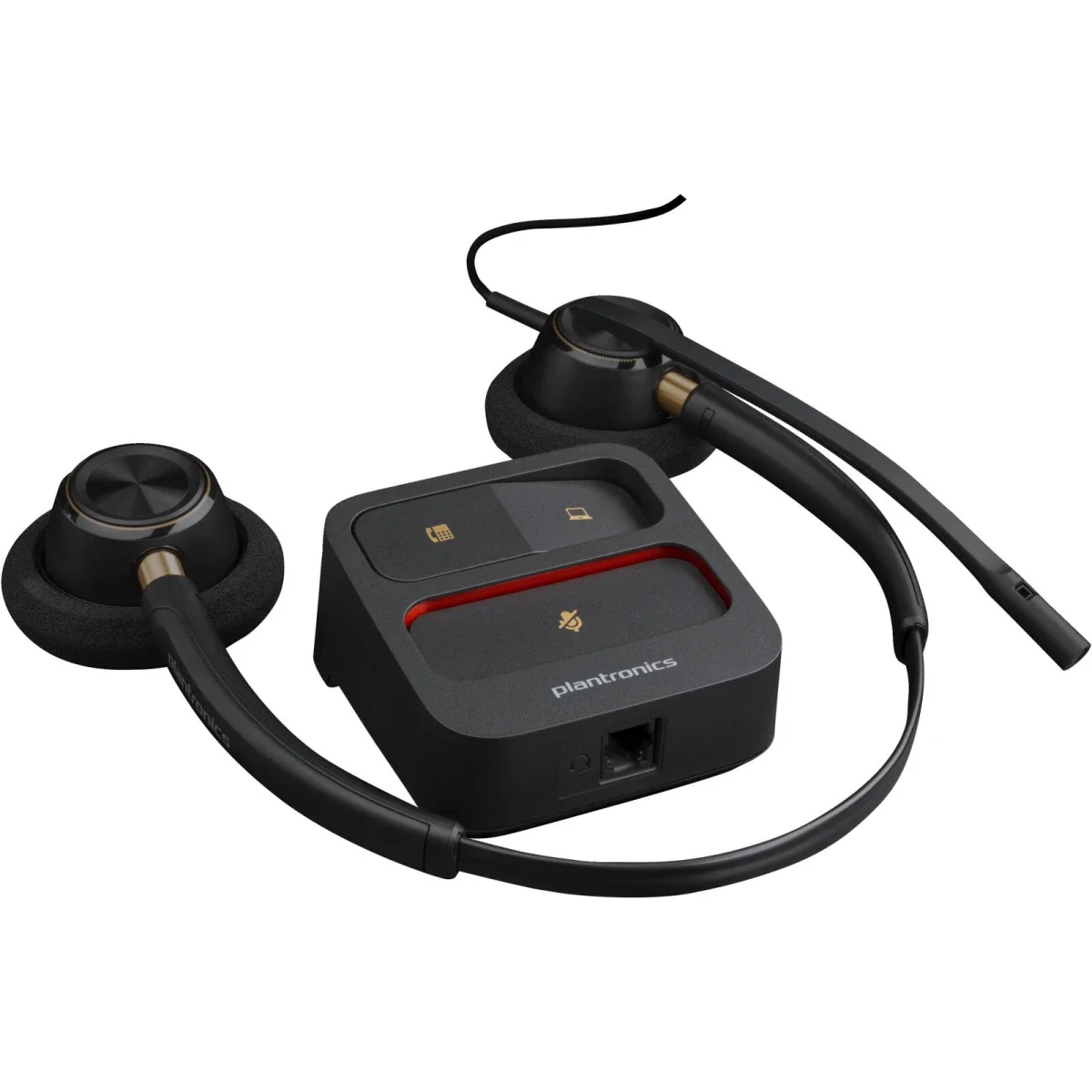 سماعة رأس Poly EncorePro HW520 سلكية ثنائية الأذن مع فصل سريع، مكبرات 5.6 مم، ميكروفون محيطي، أسود - Thumbnail 3