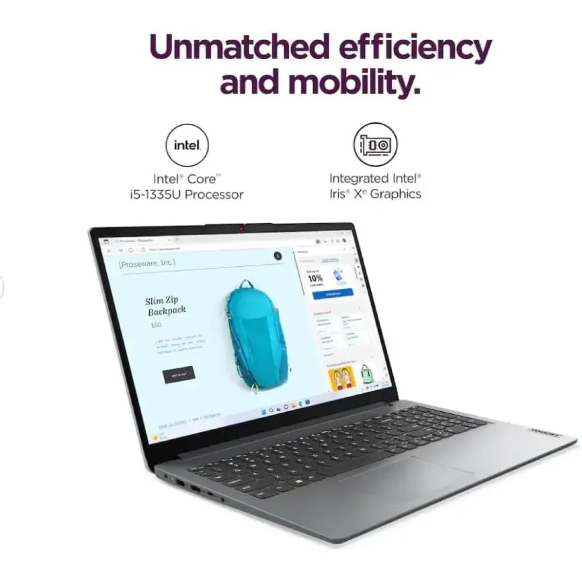 لابتوب Lenovo IdeaPad 1i 15IRU7 بشاشة 15.6 إنش FHD ومعالج Intel Core i5-1335U وذاكرة 16GB وتخزين 256GB SSD - Cloud Grey - Image 3