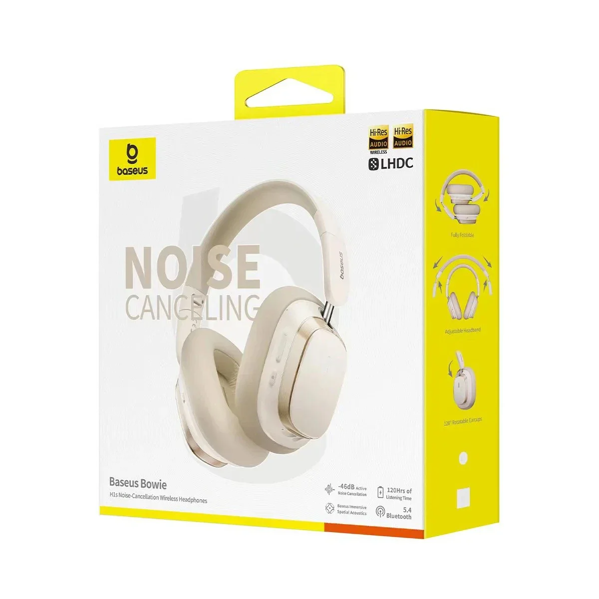Baseus Bowie H1s Wireless Over-Ear Headphones with ANC, Bluetooth 5.4, 100H Battery - White - Thumbnail 7