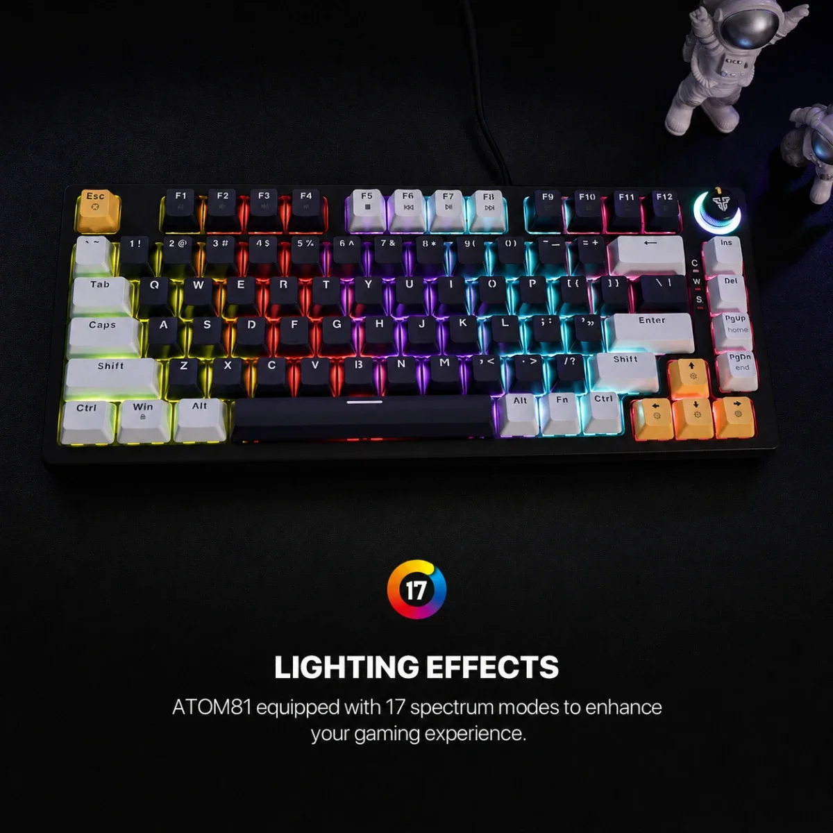 لوحة مفاتيح ألعاب ميكانيكية سلكية Fantech 81 مفتاح بتصميم 75% لون SkyBlue / Navy وسويتش Rosie ATOM81 MK875V2 MIZU - Image 4