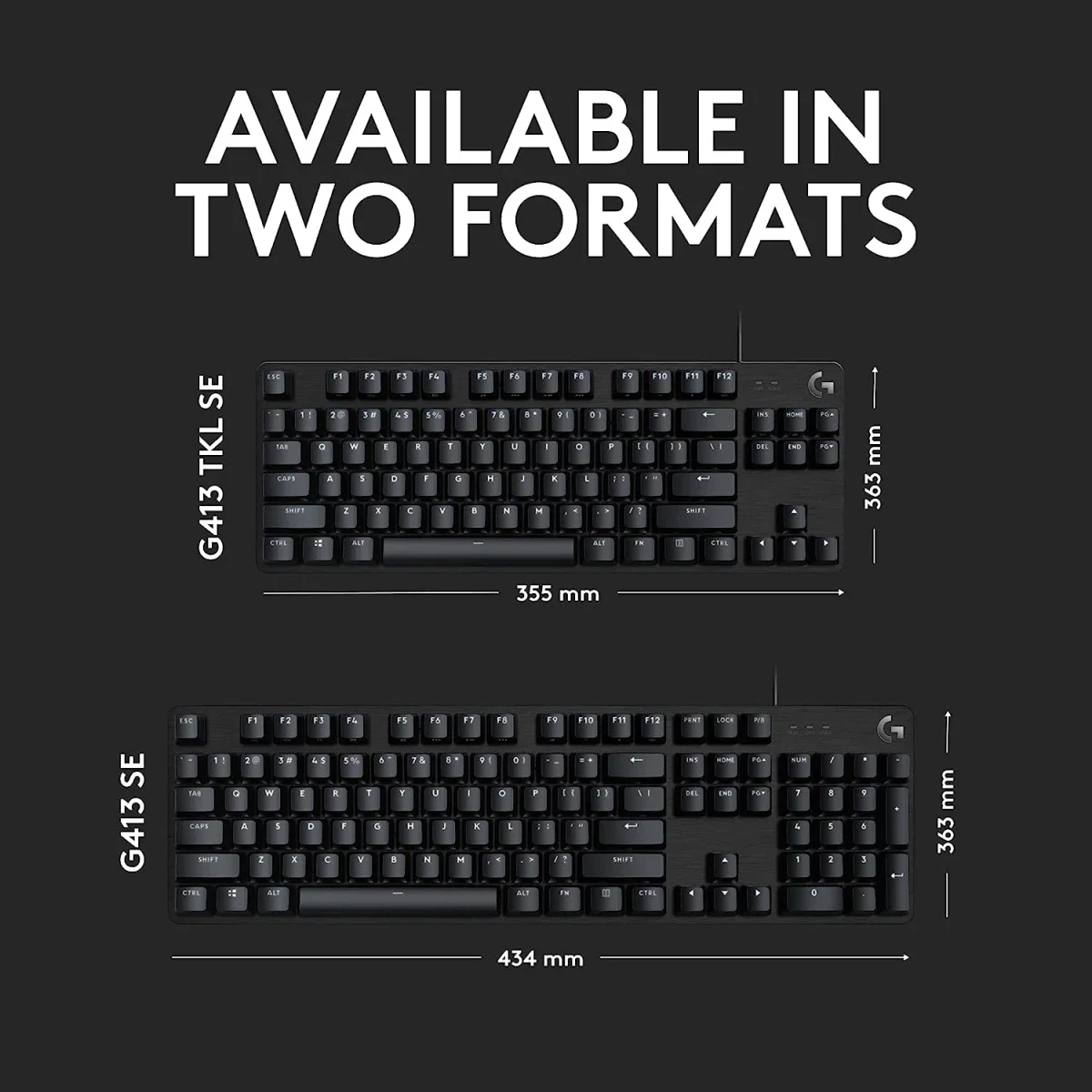 كيبورد ألعاب Logitech G413 SE ميكانيكي كامل الحجم بإضاءة LED بيضاء - Thumbnail 6