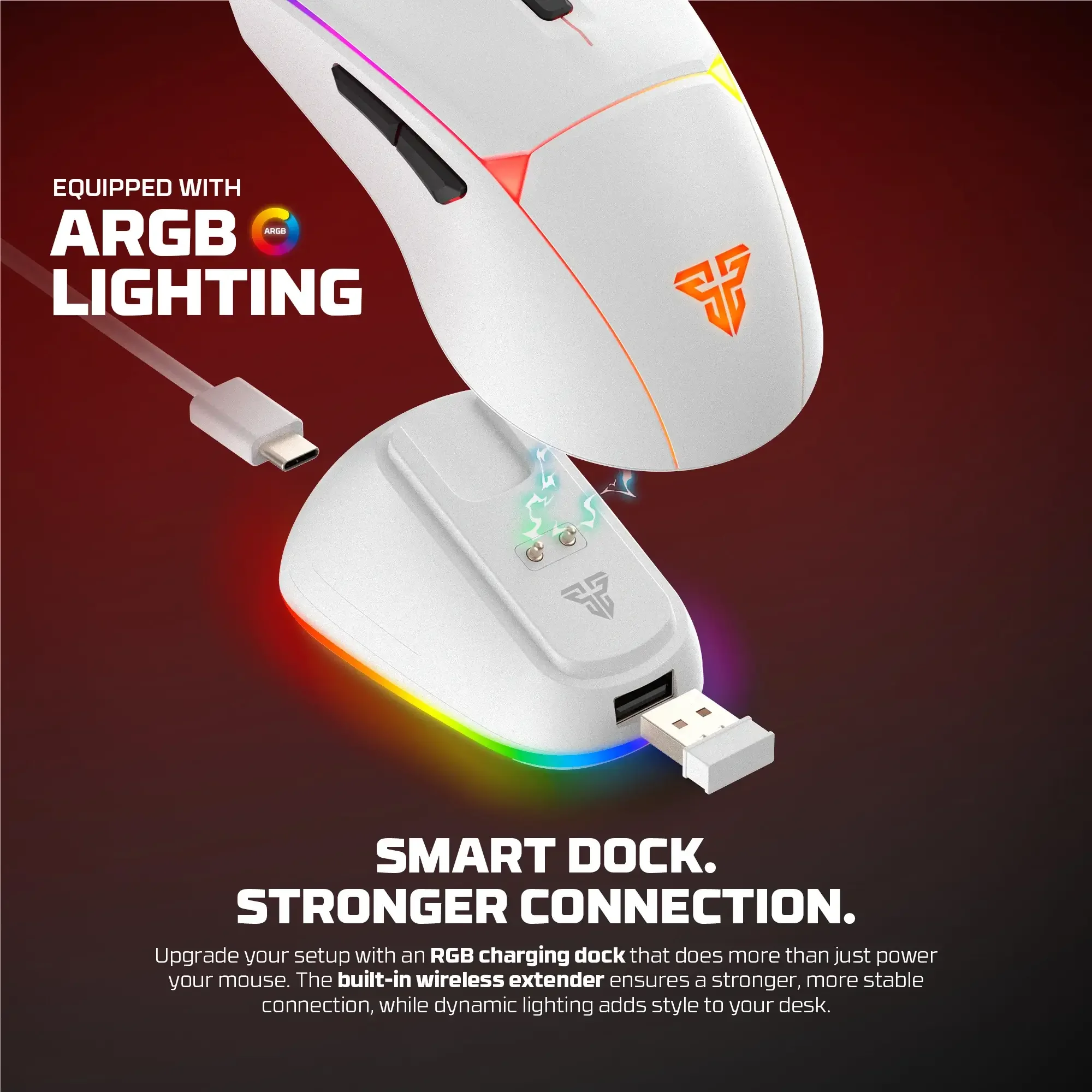 ماوس ألعاب لاسلكي Fantech CRYPTO II WG7V2RD باللون الأبيض - Image 7