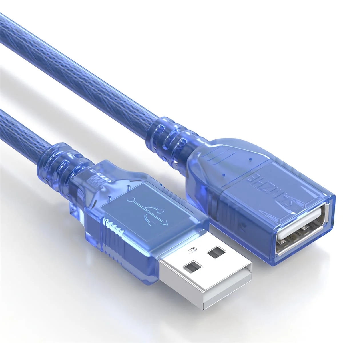 BL-903/BL-915/BL-930 USB 2.0 Male-to-Female Extension Cable, 5m, Transparent Blue - Thumbnail 2