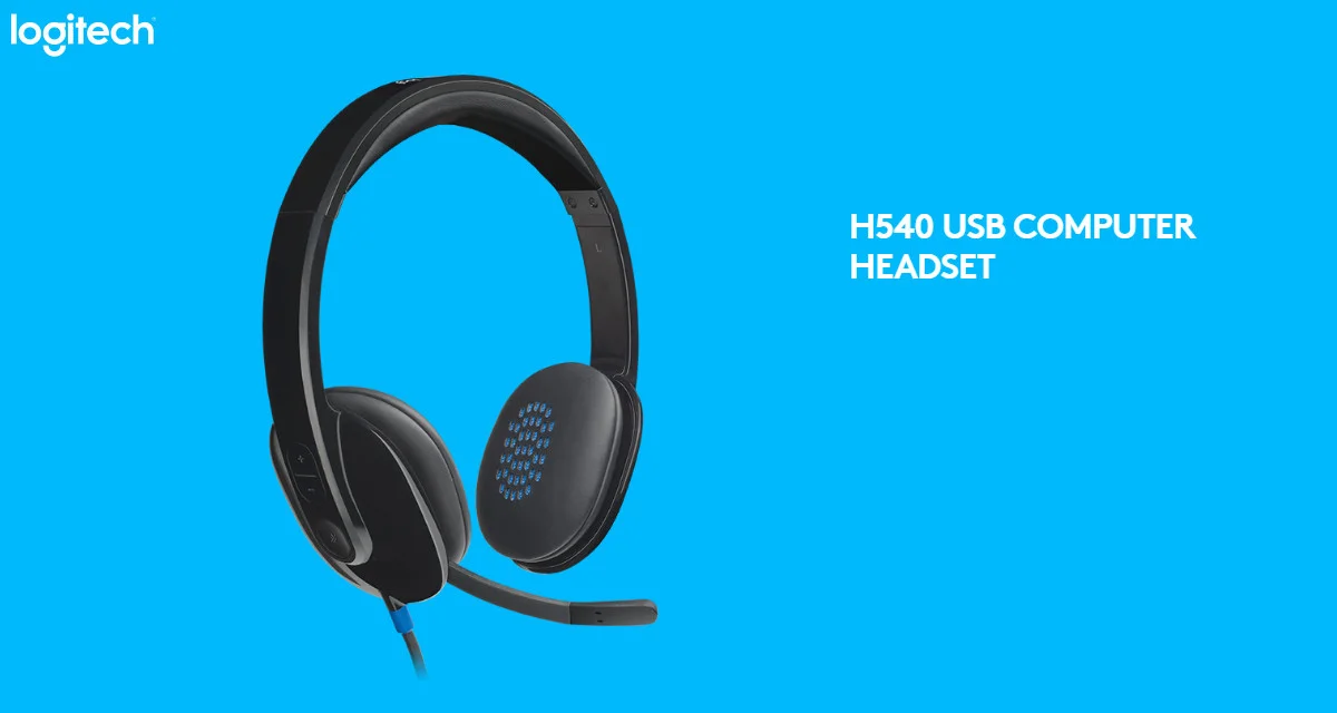 سماعة رأس Logitech H540 USB بميكروفون عازل للضوضاء للكمبيوتر وMac - Thumbnail 3