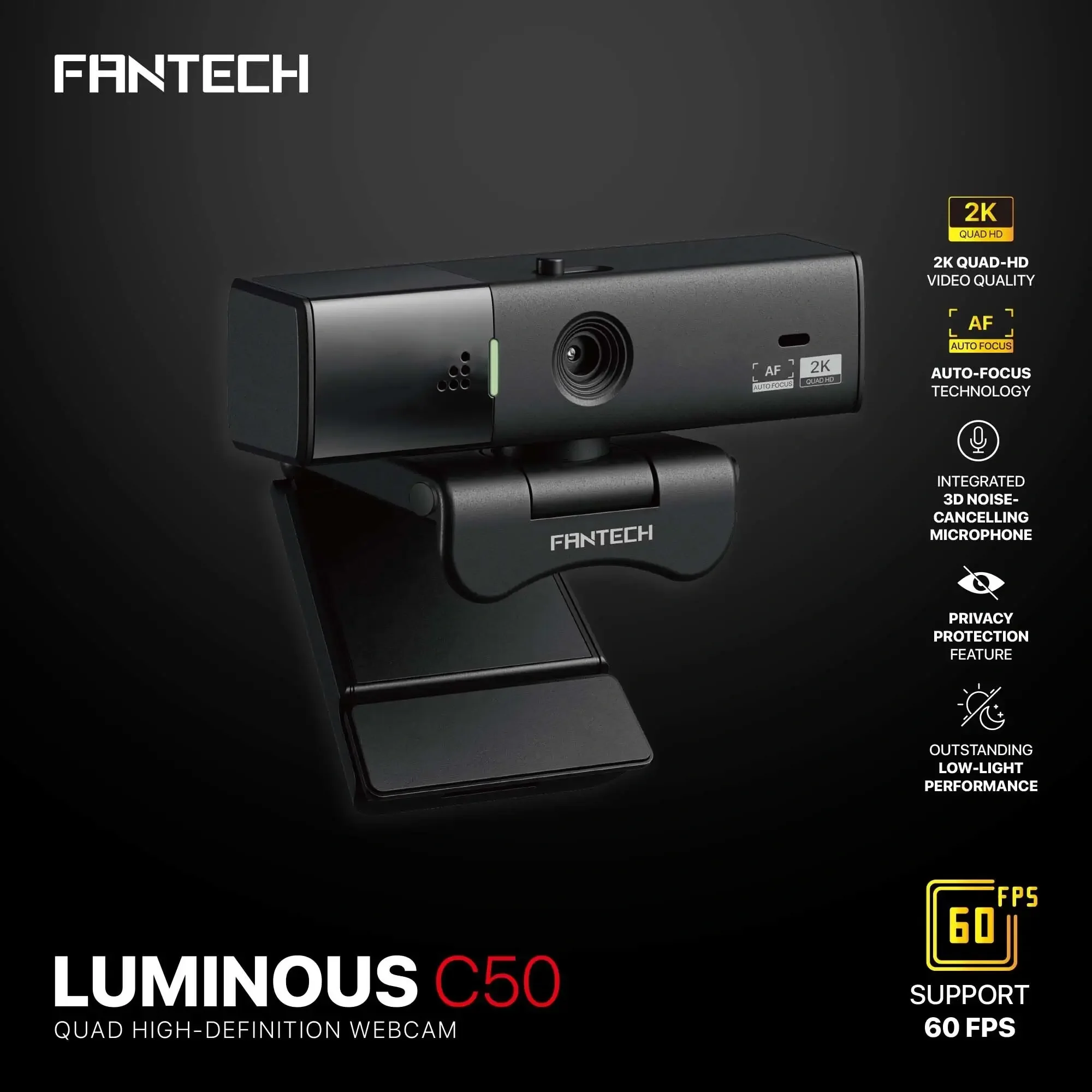 Fantech C50 Luminous 2K QHD 60 FPS Webcam - Image 3