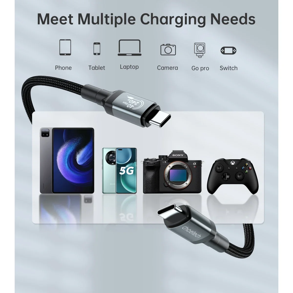 Choetech XCC-1040 USB-C to USB-C Gen3 Cable 240W 1.2m - Image 4
