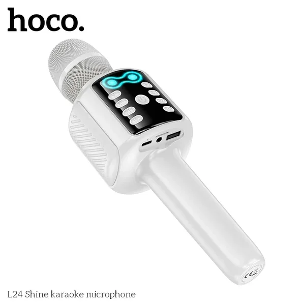 مايكروفون HOCO L24 بلوتوث للكاريوكي مع سماعة – أبيض - Image 3