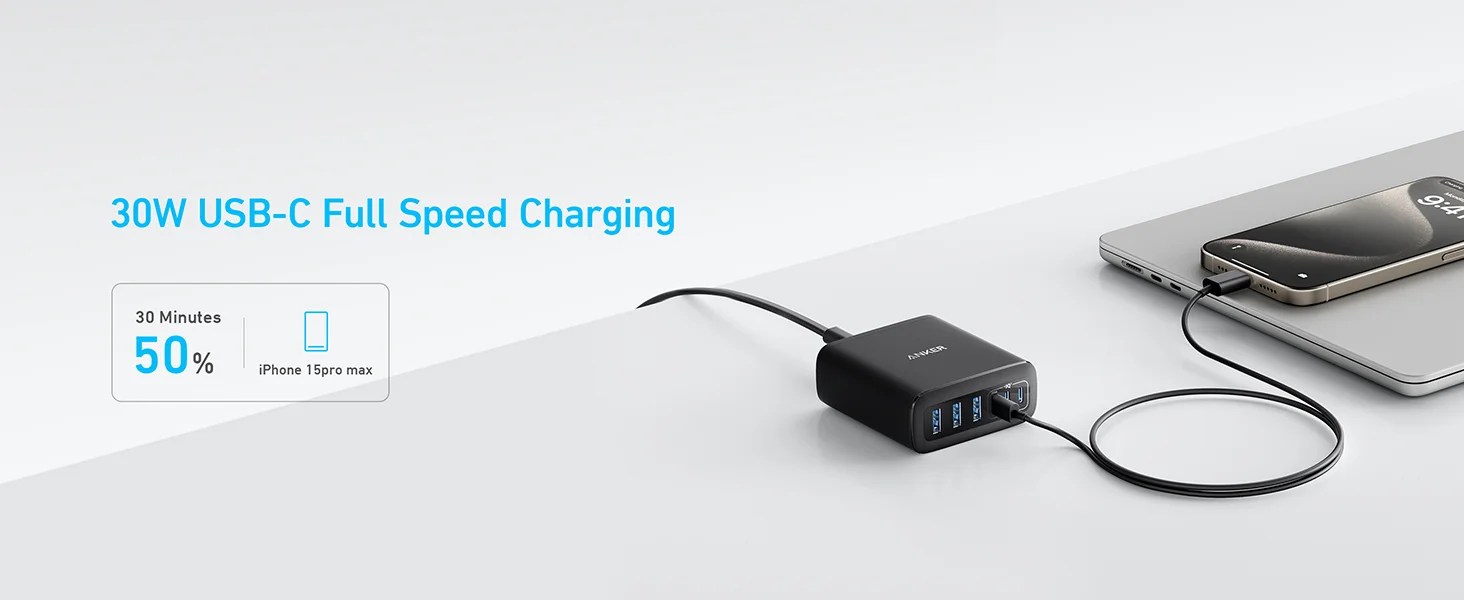 شاحن مكتبي Anker A2154K11 USB-C بقدرة 112 واط و6 منافذ - Thumbnail 10