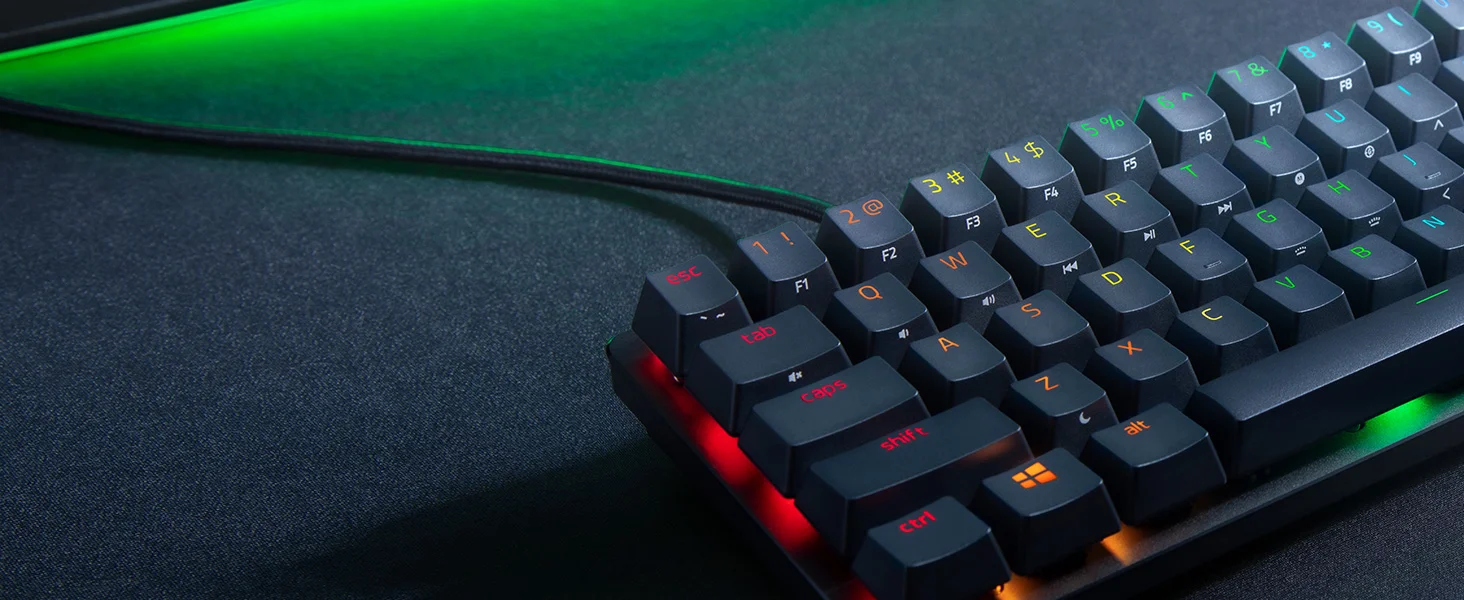 لوحة مفاتيح ألعاب Razer Huntsman Mini 60% بمفاتيح بصرية ميكانيكية نقرية Red Switch إصدار Mercury - Thumbnail 13