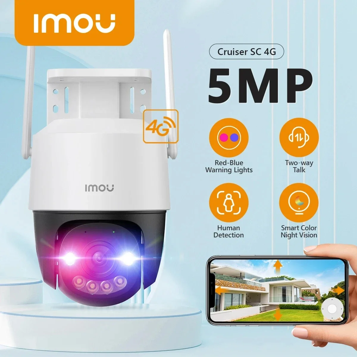 IMOU Cruiser SC 4G Outdoor Security Camera 5MP Full-Color Night Vision AI Human Detection IP66