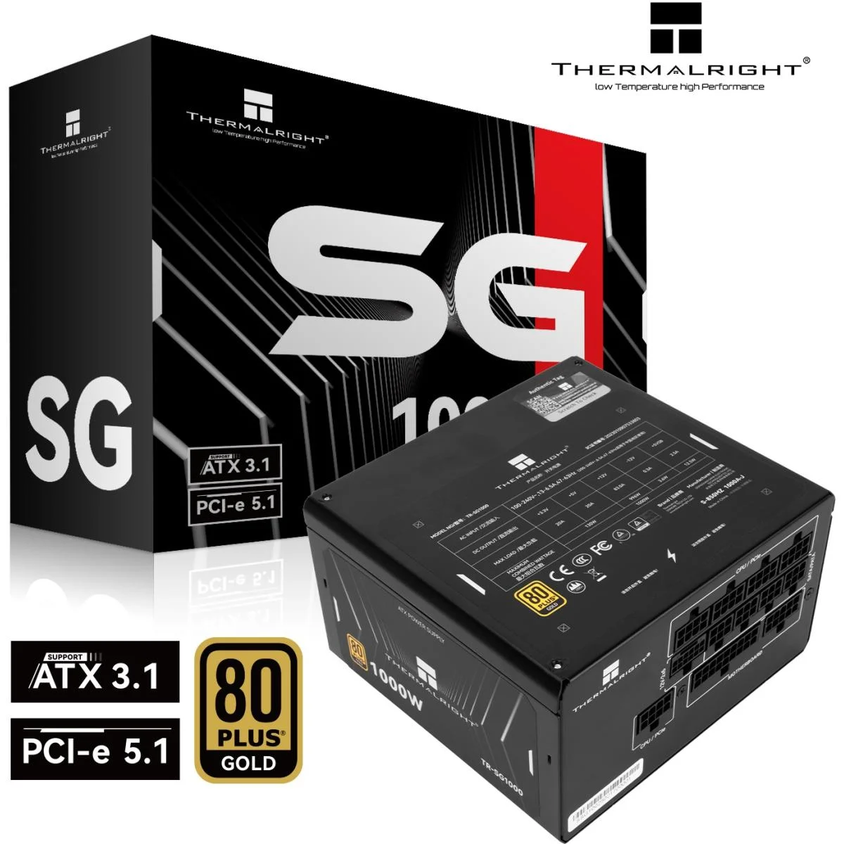 مزود طاقة Thermalright SG-1000 بقدرة 1000 واط 80 Plus Gold معياري بالكامل ATX 3.1