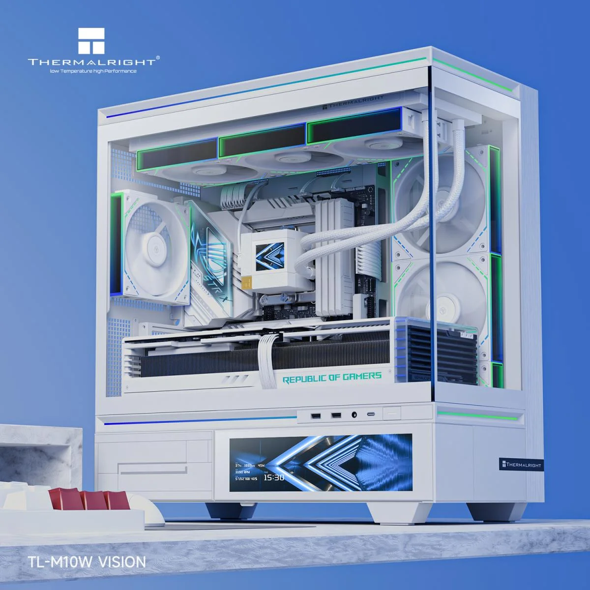 Thermalright TL-M10 VISION White mATX Mid-Tower Gaming Case with 9.16-inch LCD and 4 ARGB Fans - Image 3