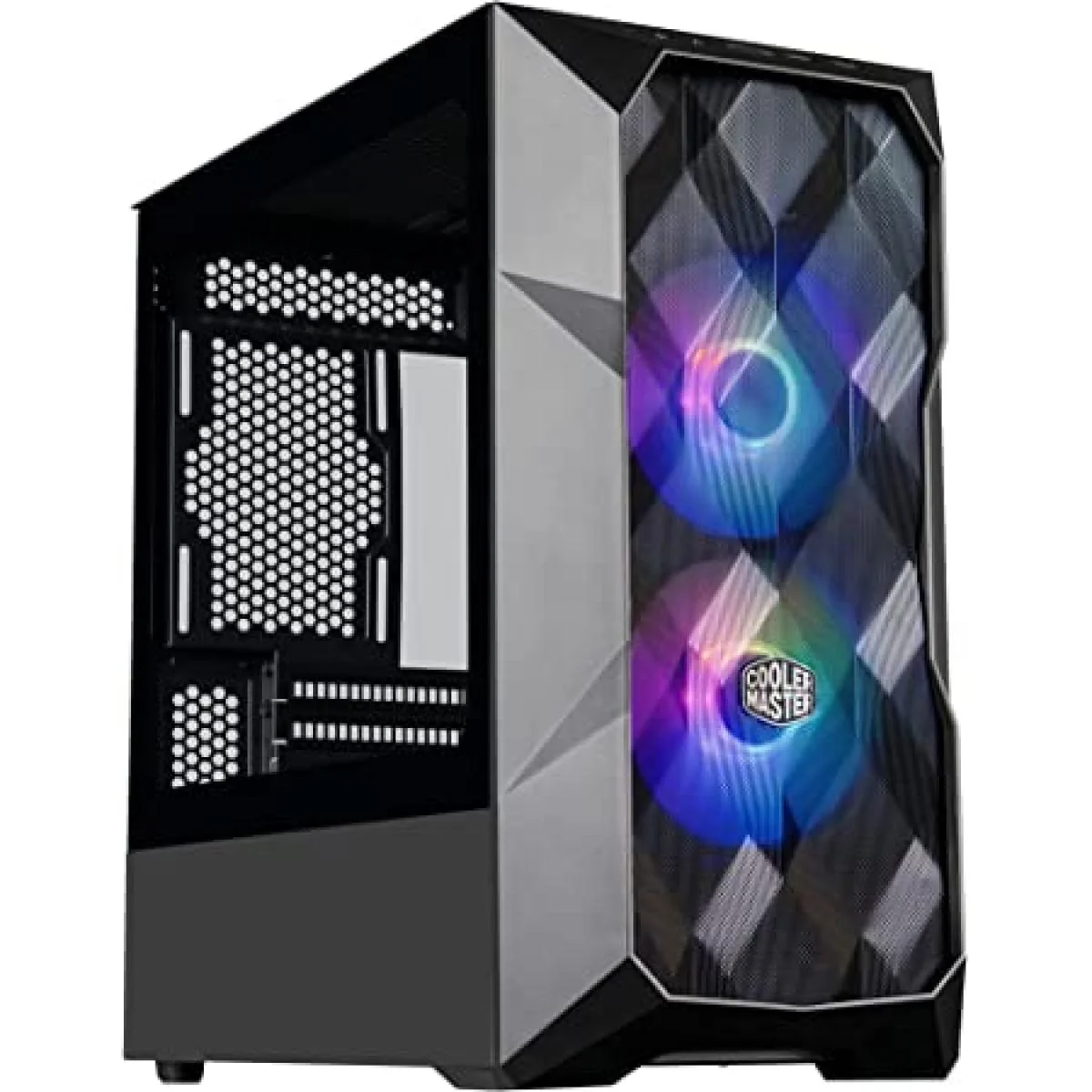 هيكل ألعاب Cooler Master ميني تاور أسود مع زجاج مقوى ومروحتي ARGB MasterBox TD300 Mesh